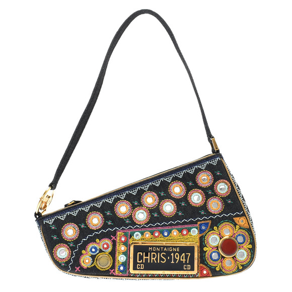 Christian Dior Saddle Bag Denim Shoulder Blue - Picture 1 of 10